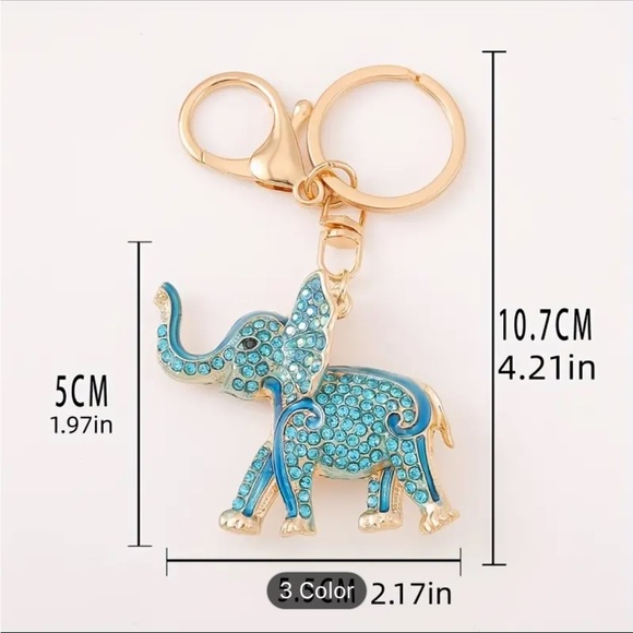 NWT rhinestone inlaid elephant keychain/purse charm - Picture 2 of 3